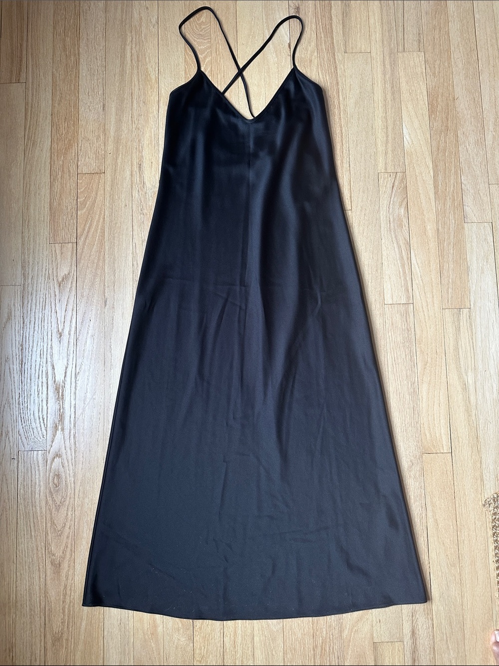 VETTA Black Maxi Slip Dress with Crossback Straps